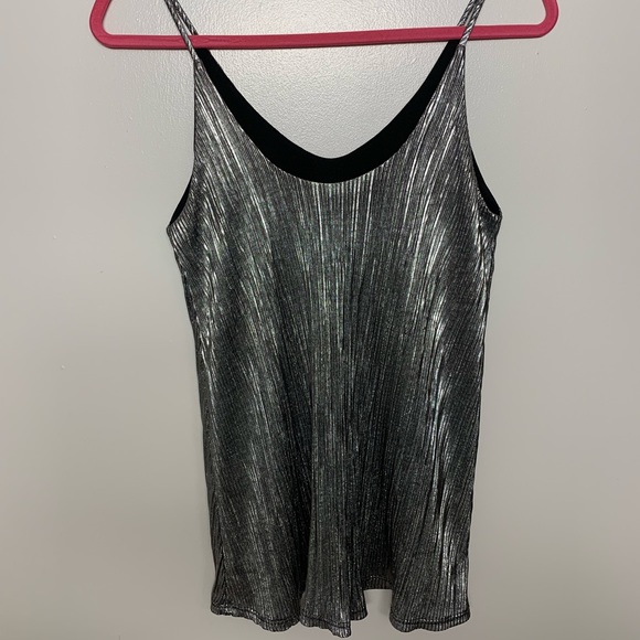 Just U In Sparkly Silver Spaghetti Strap Tank S - Picture 2 of 3